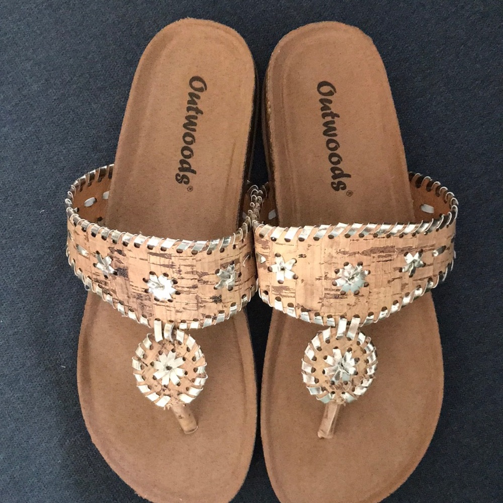 Outwoods cork/gold footbed sandals